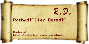 Rothmüller Dezső névjegykártya